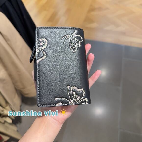 NWT Coach Medium Corner Zip Wallet Butterfly Print CCL65 Silver/Black - Picture 3 of 5